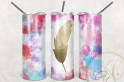 Gold Feather 20oz Skinny Tumbler Sublimation Watercolor Product Image 3