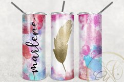 Gold Feather 20oz Skinny Tumbler Sublimation Watercolor Product Image 2