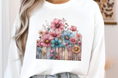 Watercolor Fence Flowers Clipart Product Image 2