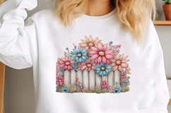 Watercolor Fence Flowers Clipart Product Image 3