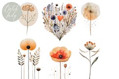 Watercolor Field Flower Clipart Set - 25 .PNG Files Product Image 3