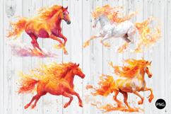 Watercolor Fire Horse PNG, Horse PNG, Horse Zodiac PNG Product Image 1