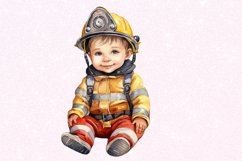 Cute Little Firefighter Watercolor Sublimation Clipart Product Image 3