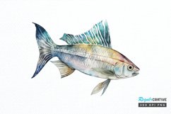 Watercolor Fish Bone PNG Clipart Product Image 1