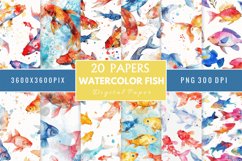 Watercolor Fish Digital Paper Bundle Product Image 1