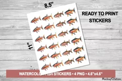 Watercolor Fish Stickers | Vintage Fishing Printable PNG Product Image 2