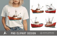 Watercolor Fishing Boat Clipart Product Image 1