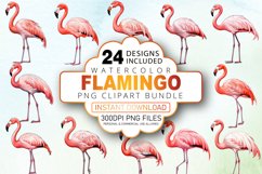 Watercolor Flamingo Clipart Bundle Product Image 1