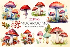 Watercolor Mushrooms Clipart Bundle Product Image 1