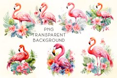 Watercolor Flamingo Clipart Bundle Product Image 2