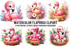 watercolor flamingo sublimation clipart Product Image 1