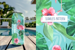 Watercolor Flamingo Tropical Seamless Pattern Product Image 2