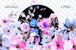 Watercolor Blue Floral Border PNG Product Image 2