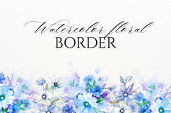 Watercolor Blue Floral Border PNG Product Image 1