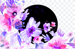 Watercolor Purple Floral Corner PNG Product Image 3