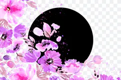 Watercolor Purple Floral Corner PNG Product Image 2