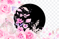 Watercolor Pink Roses Corner PNG Product Image 2