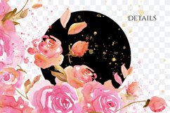 Watercolor Pink Rose Corner PNG Product Image 2