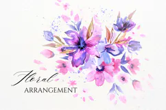 Watercolor Pink Floral Arrangement PNG Product Image 1