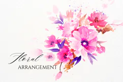Watercolor Pink Floral Arrangement PNG Product Image 1