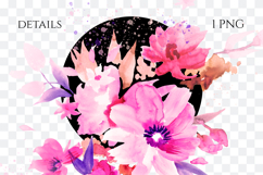 Watercolor Pink Floral Arrangement PNG Product Image 2