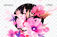 Watercolor Pink Floral Arrangement PNG Product Image 2