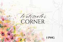 Watercolor Floral Corner PNG Product Image 1