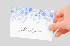 Watercolor Blue Roses Floral Border PNG Product Image 3