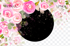 Watercolor Pink Roses Floral Border PNG Product Image 2