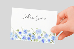 Watercolor Blue Roses Floral Border PNG Product Image 3