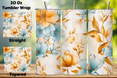 Watercolor Floral 20 oz Skinny Tumbler Wrap, Sublimation PNG Design