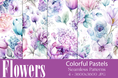 Flower Patterns, Pretty Watercolor Floral Patterns, s1 Product Image 1