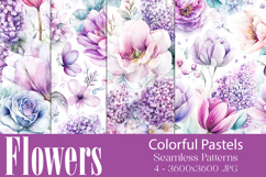 Flower Patterns, Pretty Watercolor Floral Patterns, s14 Product Image 1