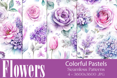Flower Patterns, Pretty Watercolor Floral Patterns, s15 Product Image 1