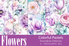 Flower Patterns, Pretty Watercolor Floral Patterns, s17 Product Image 1
