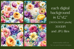 Flower Patterns, Colorful Watercolor Floral Patterns, s2 Product Image 2
