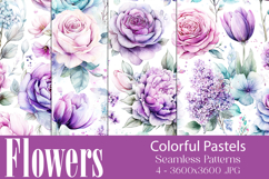 Flower Patterns, Pretty Watercolor Floral Patterns, s21 Product Image 1