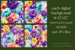 Flower Patterns, Colorful Watercolor Floral Patterns, s4 Product Image 2