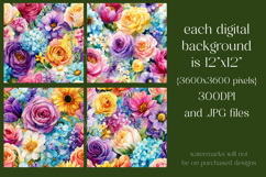 Flower Patterns, Colorful Watercolor Floral Patterns, s7 Product Image 2