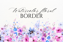 Watercolor Blue Floral Border PNG Product Image 1
