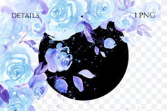 Watercolor Blue Roses Corner PNG Product Image 2