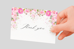 Watercolor Pink Roses Floral Border PNG Product Image 3