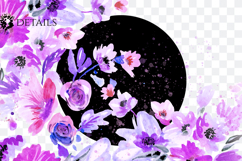 Watercolor Purple Floral Corner PNG Product Image 2