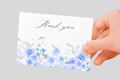 Watercolor Blue Roses Floral Border PNG Product Image 3