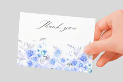 Watercolor Blue Roses Floral Border PNG Product Image 3