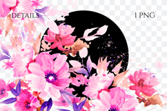 Watercolor Pink Floral Corner PNG Product Image 2