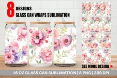 Glass Can Wraps Watercolor floral Product Image 1