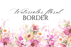 Watercolor Floral Border PNG Product Image 1