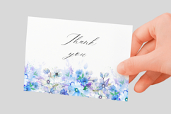 Watercolor Blue Floral Border PNG Product Image 3