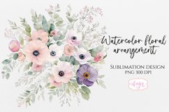 Watercolor floral arrangement PNG for sublimation Product Image 1